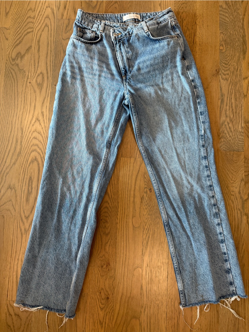 Zara Women's Light Blue Asymmetrical Jeans